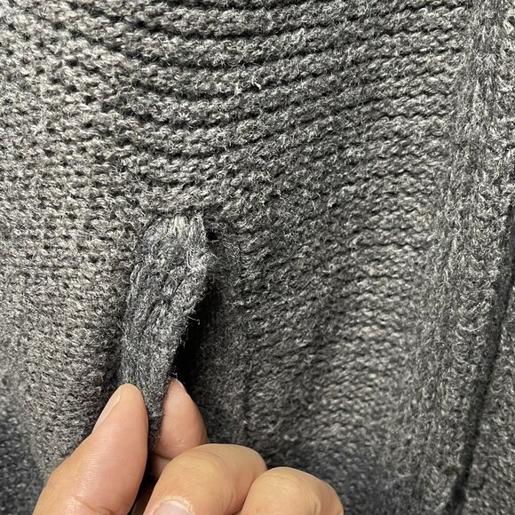 Chunky Guess Wool Blend Heavyweight Zip-Up Cardigan Sweater Black Gray XL - Picture 6 of 10